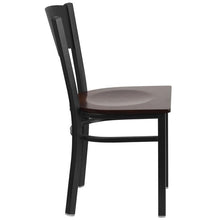 Load image into Gallery viewer, HERCULES Series Black Circle Back Metal Restaurant Chair - Walnut Wood Seat