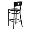 HERCULES Series Black Circle Back Metal Restaurant Barstool - Mahogany Wood Seat - Back