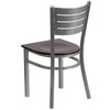 HERCULES Series Silver Slat Back Metal Restaurant Chair - Walnut Wood Seat - Back