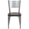 HERCULES Series Silver Slat Back Metal Restaurant Chair - Walnut Wood Seat - Front