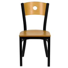 Load image into Gallery viewer, HERCULES Series Black Circle Back Metal Restaurant Chair - Natural Wood Back &amp; Seat