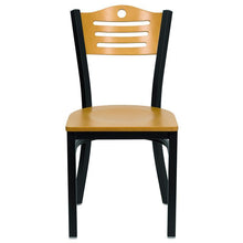 Load image into Gallery viewer, HERCULES Series Black Slat Back Metal Restaurant Chair - Natural Wood Back &amp; Seat