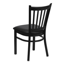 HERCULES Series Black Vertical Back Metal Restaurant Chair - Black Vinyl Seat - Back