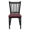 HERCULES Series Black Vertical Back Metal Restaurant Chair - Burgundy Vinyl Seat - Front