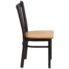 Load image into Gallery viewer, HERCULES Series Black Vertical Back Metal Restaurant Chair - Natural Wood Seat - Side