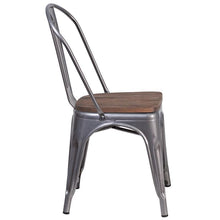 Load image into Gallery viewer, Clear Coated Metal Stackable Chair with Wood Seat