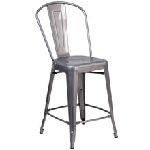 Load image into Gallery viewer, 24&#39;&#39; High Clear Coated Indoor Counter Height Stool with Back