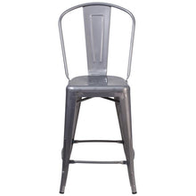 Load image into Gallery viewer, 24&#39;&#39; High Clear Coated Indoor Counter Height Stool with Back