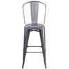 30'' High Clear Coated Indoor Barstool with Back