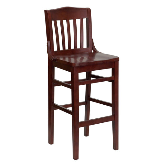 HERCULES Series School House Back Mahogany Wood Restaurant Barstool