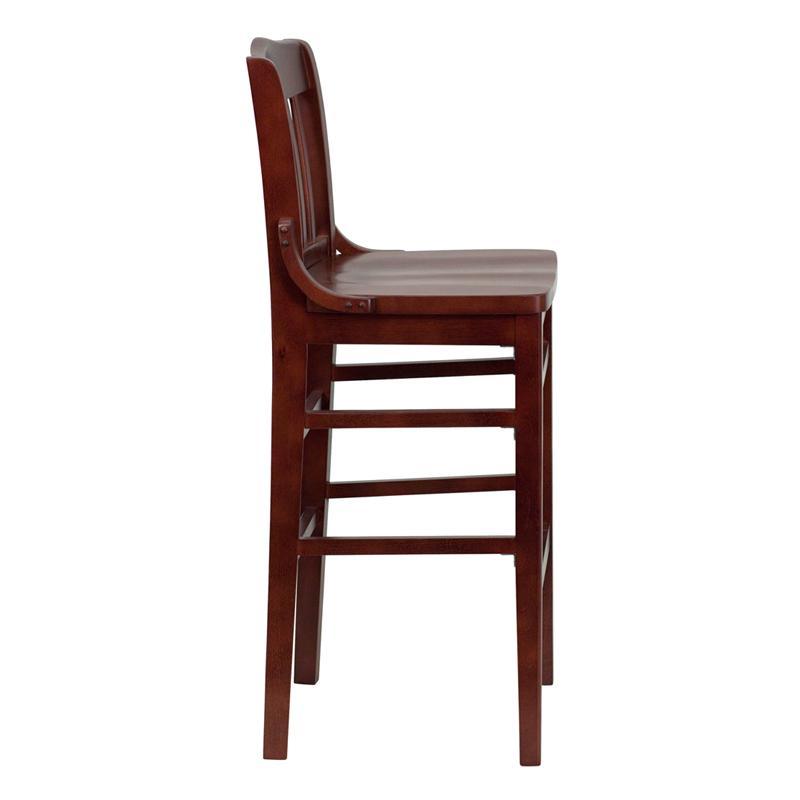 HERCULES Series School House Back Mahogany Wood Restaurant Barstool - Side