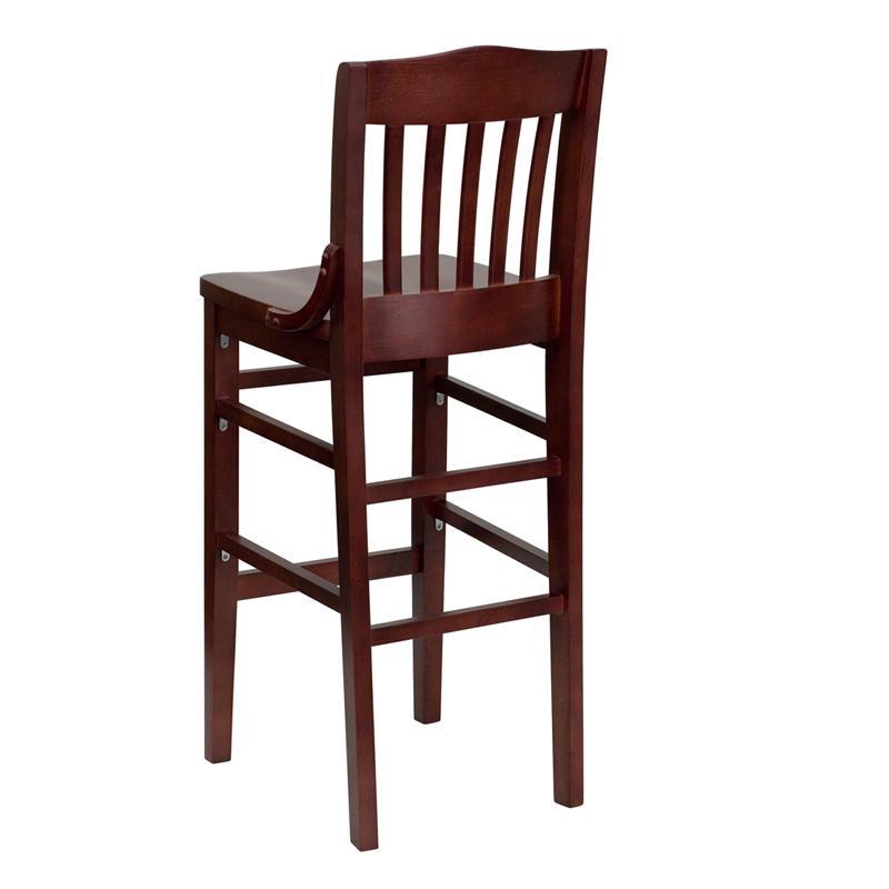 HERCULES Series School House Back Mahogany Wood Restaurant Barstool - Back