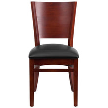 Load image into Gallery viewer, Lacey Series Solid Back Mahogany Wood Restaurant Chair - Black Vinyl Seat