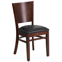 Load image into Gallery viewer, Lacey Series Solid Back Walnut Wood Restaurant Chair - Black Vinyl Seat