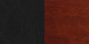 LACEY Series Solid Back Mahogany Wood Restaurant Barstool - Black Vinyl Seat