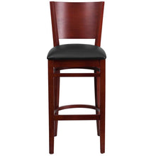 Load image into Gallery viewer, LACEY Series Solid Back Mahogany Wood Restaurant Barstool - Black Vinyl Seat