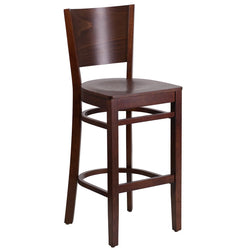 LACEY Series Solid Back Walnut Wood Restaurant Barstool