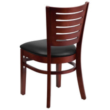 Load image into Gallery viewer, Darby Series Slat Back Mahogany Wood Restaurant Chair - Black Vinyl Seat