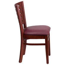Load image into Gallery viewer, Darby Series Slat Back Mahogany Wood Restaurant Chair - Burgundy Vinyl Seat