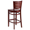 DARBY Series Slat Back Mahogany Wood Restaurant Barstool