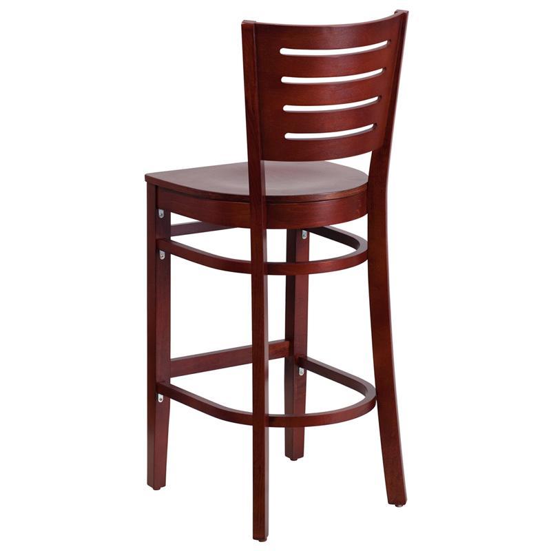 DARBY Series Slat Back Mahogany Wood Restaurant Barstool