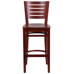 DARBY Series Slat Back Mahogany Wood Restaurant Barstool