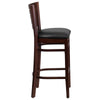 DARBY Series Slat Back Walnut Wood Restaurant Barstool - Black Vinyl Seat