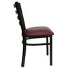 Heavy Duty Black Ladder Back Metal Restaurant Chair - Burgundy Vinyl Seat 4