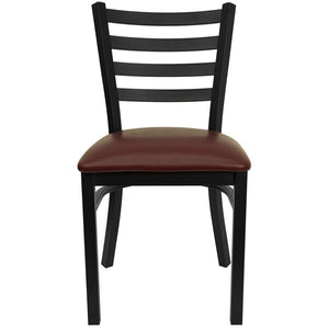 Flash Furniture - HERCULES Series Black Ladder Back Metal Restaurant Chair - Burgundy Vinyl Seat