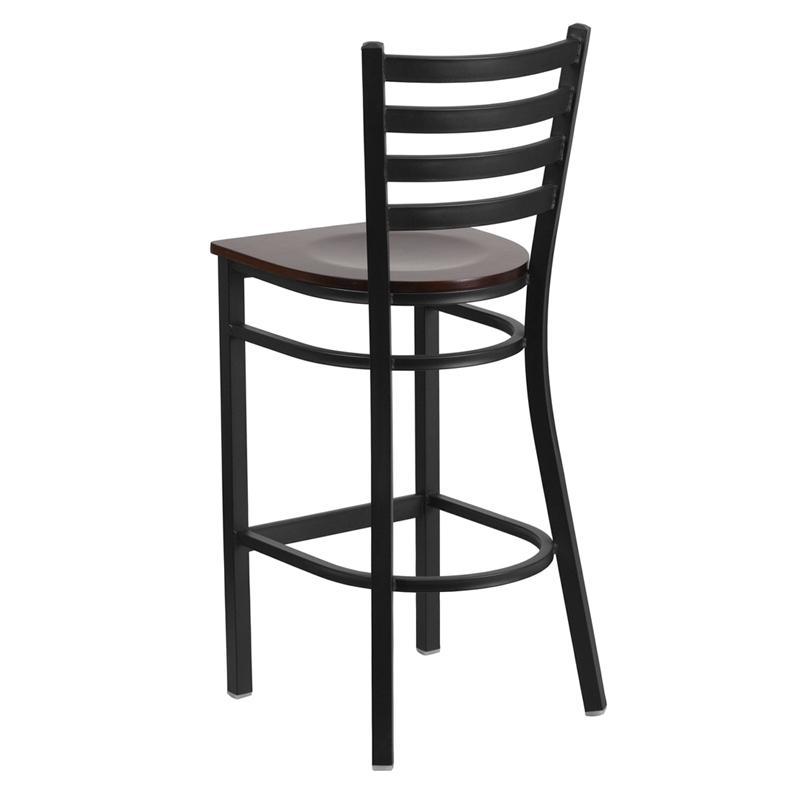 Heavy Duty Black Ladder Back Metal Restaurant Barstool