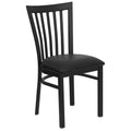 HERCULES Series Black School House Back Metal Restaurant Chair - Black Vinyl Seat