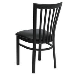 HERCULES Series Black School House Back Metal Restaurant Chair - Black Vinyl Seat