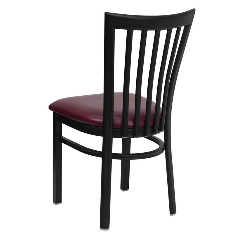 HERCULES Series Black School House Back Metal Restaurant Chair - Burgundy Vinyl Seat - Back