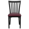 HERCULES Series Black School House Back Metal Restaurant Chair - Burgundy Vinyl Seat - Front