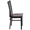 HERCULES Series Black School House Back Metal Restaurant Chair - Walnut Wood Seat - Side