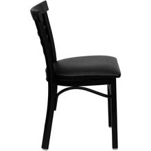 Load image into Gallery viewer, HERCULES Series Black Ladder Back Metal Restaurant Chair - Black Vinyl Seat - Side