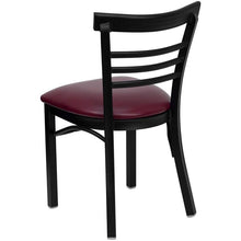 Load image into Gallery viewer, HERCULES Series Black Ladder Back Metal Restaurant Chair - Burgundy Vinyl Seat