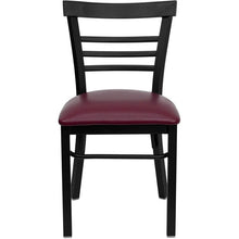 Load image into Gallery viewer, HERCULES Series Black Ladder Back Metal Restaurant Chair - Burgundy Vinyl Seat - Front