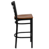 HERCULES Series Black Window Back Metal Restaurant Barstool - Cherry Wood Seat - Side