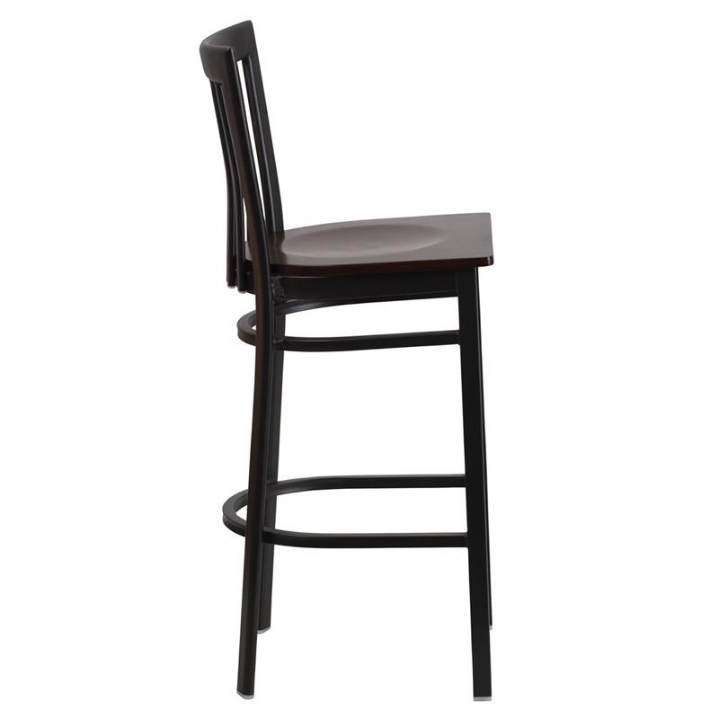  Black School House Back Metal Restaurant Barstool