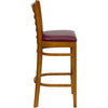 HERCULES Series Ladder Back Cherry Wood Restaurant Barstool - Burgundy Vinyl Seat
