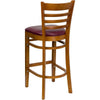 HERCULES Series Ladder Back Cherry Wood Restaurant Barstool - Burgundy Vinyl Seat