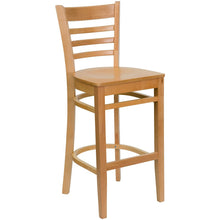 Load image into Gallery viewer, HERCULES Series Ladder Back Natural Wood Restaurant Barstool