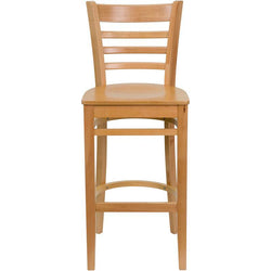 HERCULES Series Ladder Back Natural Wood Restaurant Barstool