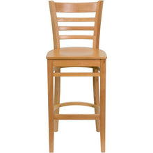 Load image into Gallery viewer, HERCULES Series Ladder Back Natural Wood Restaurant Barstool