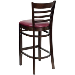 HERCULES Series Ladder Back Walnut Wood Restaurant Barstool - Burgundy Vinyl Seat