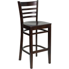 HERCULES Series Ladder Back Walnut Wood Restaurant Barstool