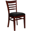 HERCULES Series Ladder Back Mahogany Wood Restaurant Chair - Black Vinyl Seat