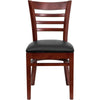 HERCULES Series Ladder Back Mahogany Wood Restaurant Chair - Black Vinyl Seat