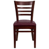 HERCULES Series Ladder Back Mahogany Wood Restaurant Chair - Burgundy Vinyl Seat